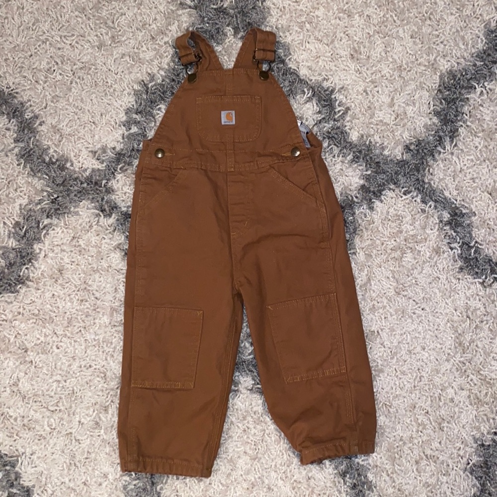 Carhartt Kid/Toddler Brown Bib Overalls Cotton Canvas 2T Boys